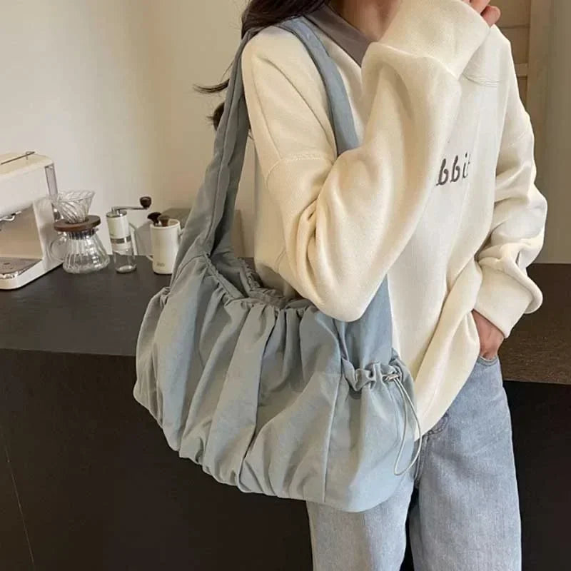 Nylon Cloth Bag Women Tote Bag Large Capacity Summer 2024 New All-Match Ins One-Shoulder College Student Class Bag Lady Handbag