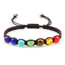 Hot 7 Chakra Beads String Bracelet Handmade 6/8mm Natural Stone Braided Yoga Reiki Healing Balance Bangles Yoga Jewelry Gifts