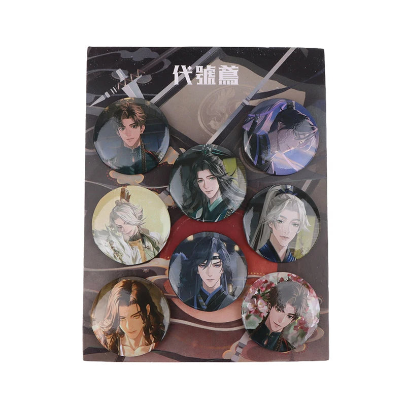 8 Pcs/Set Anime Tinning Tinplate Brooch Sanrio Backpack Badge Souvenir Clothing Gift For Friends