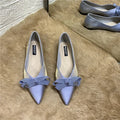 Bow Pointed Single Shoes Women's Flat Ballet Women's Shoes Spring 2022 New Versatile Soft Sole Bridesmaid Shoes Large Size 46