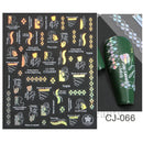 Shiny Maple Geometry Autumn Nail Art Stickers Laser Sector Fall Leaves Decals Cute Squirrel Slider Manicure Decorations CHCJ-076