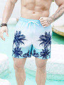 Summer men big coconut tree gradient printed beach pants