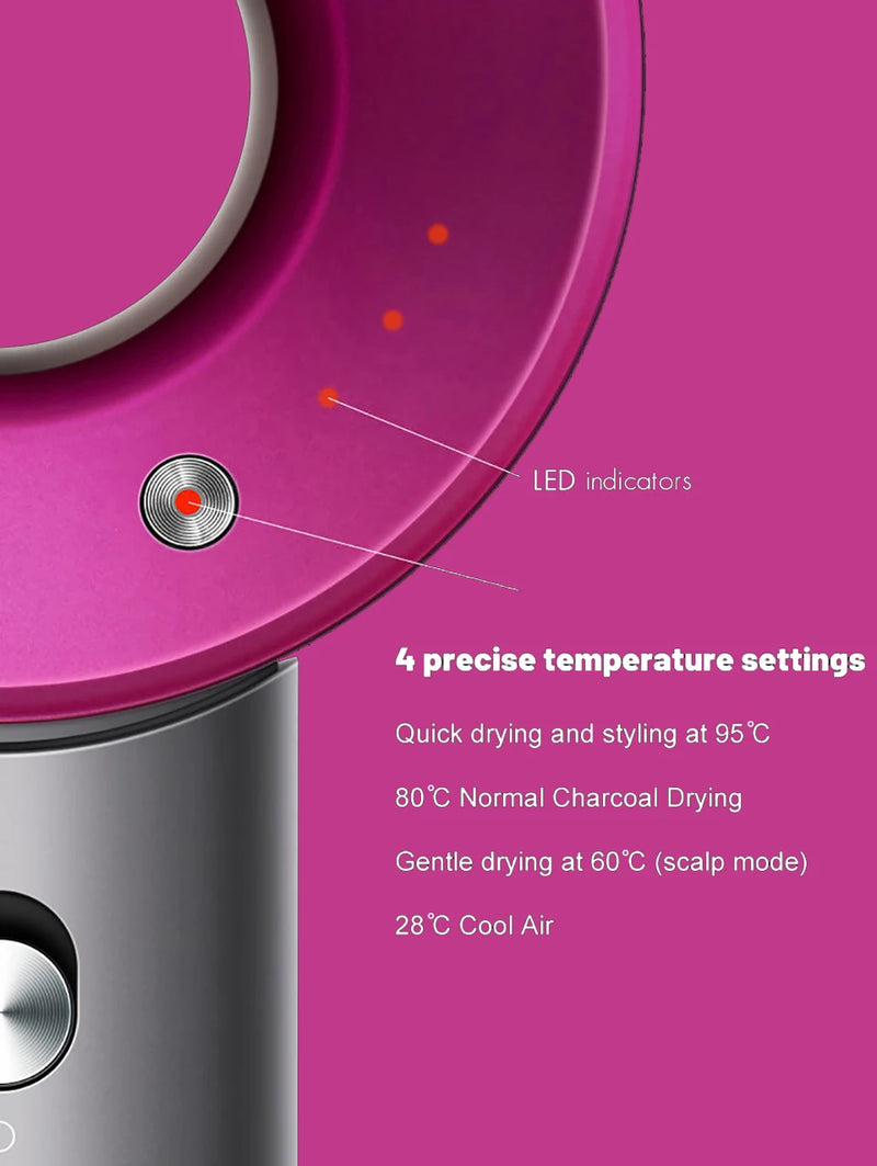 Secador de pelo Ion sin hojas Super Ionic 5 en 1 con difusor, secador de pelo profesional con ionización, secador eléctrico de aire caliente.
