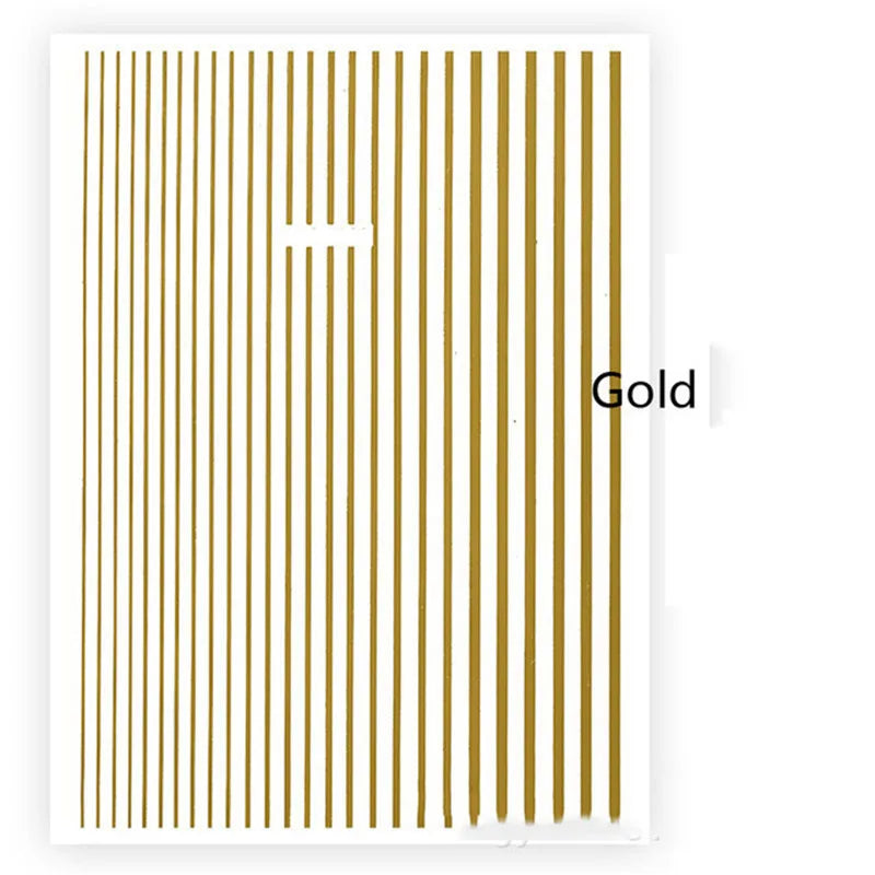 1 Pc Nail Strip Stickers Black/Gold/Rose Gold/Silver Metal Strip Tape Nail Art Adhesive DIY Foil Tips Nail Sticker Decals NK11