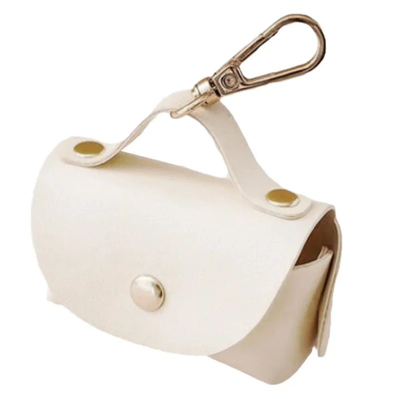 Stylish Pet Bag Holder Faux Leather Pet Poop Bag Holder with Dispenser for Dog Bags Portable Dog Poop Bag Organizer Supplies Pet