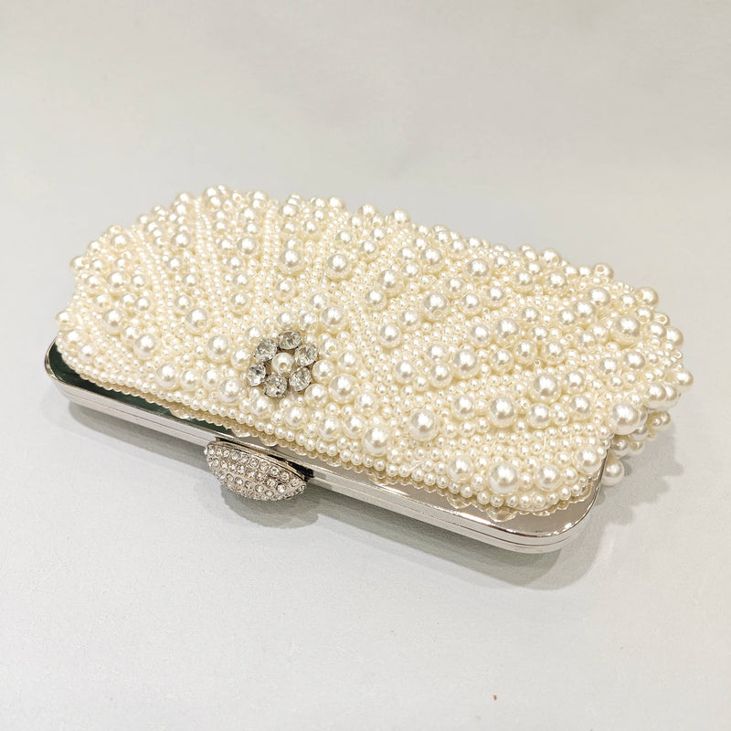 JXL Pearls Tassels Handbag Purse Clutch For Woman Luxury Beaded Evening Dresses Bags