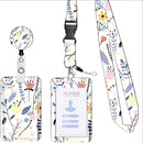 Staff Working Cards Holder with Retractable Long Lanyard and Badge Reel Flower ID Credit Cards Holder Cover for Woman Phone Rope