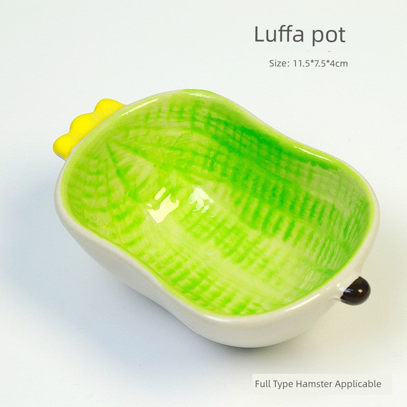 Little Hamster Food Basin Ceramic Rice Bowl Flower and Mouse Djungarian Hamster Special Daily Necessities Cage Toy Set Food Bowl