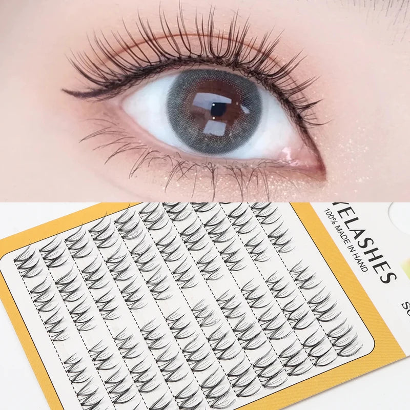 Grafting World S07 Segmented Transparent Stem Self-Adhesive Lazy Man Trilogy Comic Eyes Natural Simulation Soft False Eyelashes