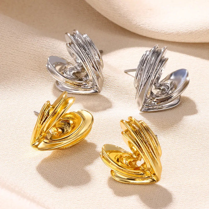 Gold Color Love Heart Earrings For Women Bow Stud 2023 Trend Simple Knot Earrings Piercing Fashion Jewelry Valentine's Day Gifts