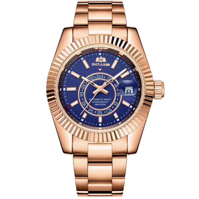 Automatic Watch for Men Mechanical Movement Stainless Steel Rose Gold Blue Luxury Sky 40mm Reloj Hombre Baratos