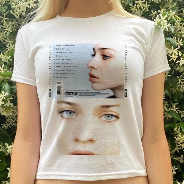 Y2k Aesthetics Women Vintage Short Sleeve T-shirt Hip Hop Harajuku Grunge Crop Tops Slim 90s tops White Streetwear Baby Tees