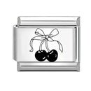 Sweet Red Cherry Bow Knot Heart Pendant Cherry Italian Charm Links Fit 9mm Stainless Steel Bracelet Women Jewelry DIY Making