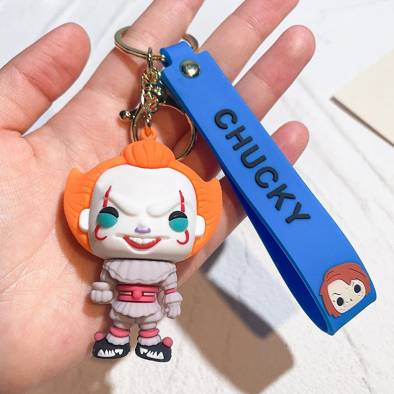Halloween Scary Ghost Baby Keychains Dolls Horror Child's Play Chucky Tiffany Glen Mini Pendants PVC Figures Toy key Chain Gift
