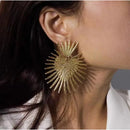 Retro Personality Exaggerated Fan-shaped Tassel Geometric Women's Earrings Heart-shaped Temperament Gift Jewelry