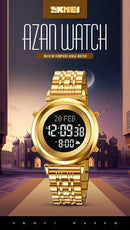 SKMEI 2139 Steel Muslim Azan Digital Watch Mens Back Light Waterproof  Wristwatch Prayer Qibla Compass Alarm Clock watch 1861