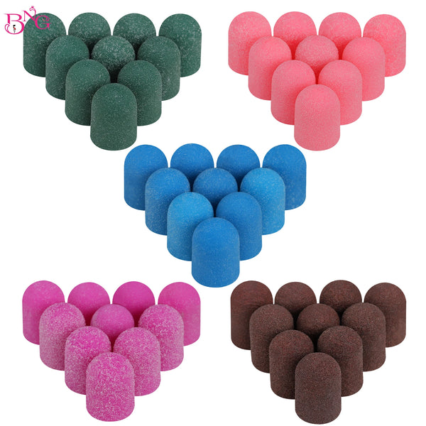 5/10/20pcs 13*19mm Nail Sanding Caps Nail Drill Bit Sanding Bands for Gel Remover Pedicure Caps Nail Polishing Manicure Tools