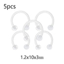 5PCS Clear Piercing Septum Nose Studs Nose Hoop Tongue Ring Helix Ear Hoop Lip Stud Eyebrow Tragus Septum Horseshoe Rings