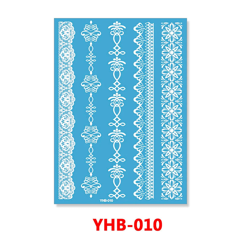 1PC Hanna Lace Tattoo Sticker White Silk Printing Waterproof Disposable Tattoo for Arm Sexy Bracelet