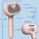 Spray Cat Brush for Shedding - Water Brush for Cats and Dogs - Pet Hair Removal Comb with Water Tank and Release Button - Steamy