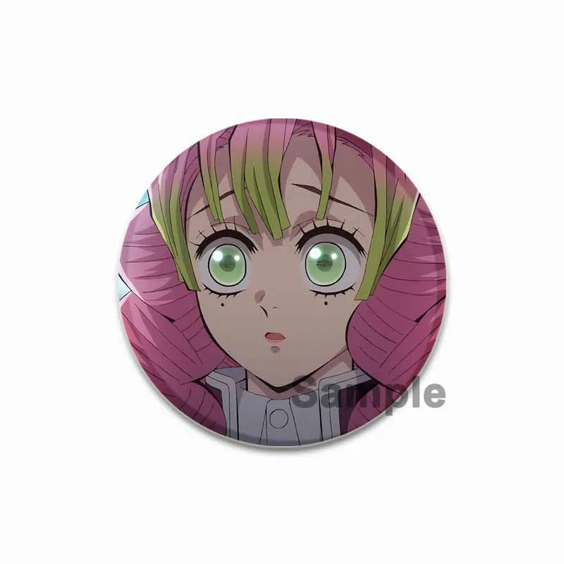58mm Round Cartoon Brooches Kanroji Mitsuri Pins Anime Badge for Backpack Accessories Hat Decoration HD Print Handmade Gifts