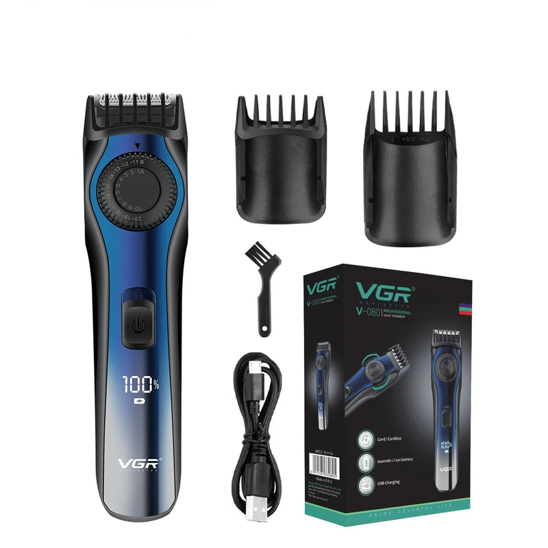Recortadora de pelo VGR para hombre, ajustable, recargable, profesional, eléctrica, inalámbrica, V-080