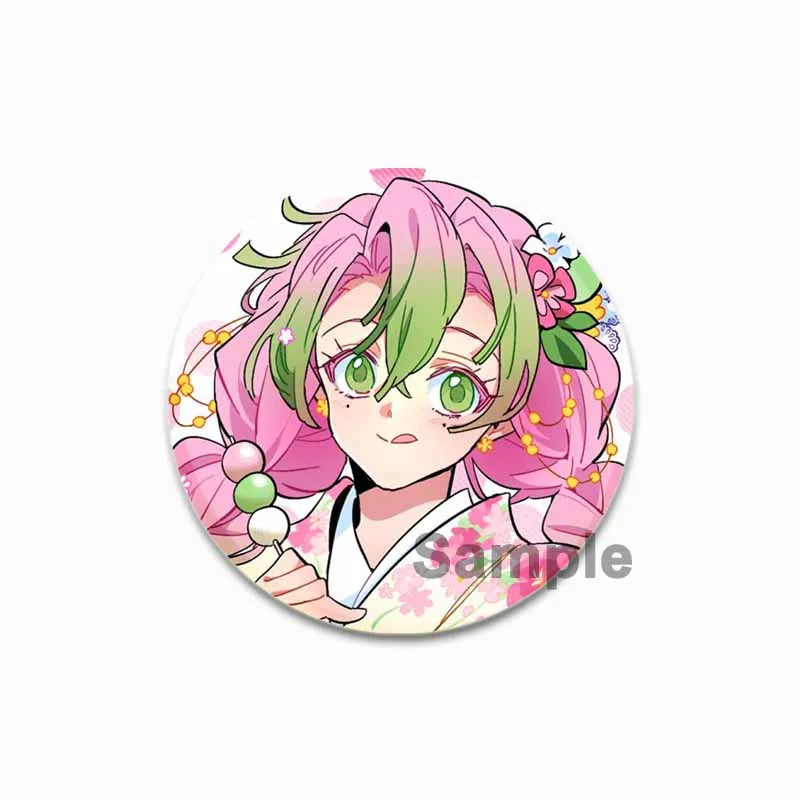 58mm Round Cartoon Brooches Kanroji Mitsuri Pins Anime Badge for Backpack Accessories Hat Decoration HD Print Handmade Gifts