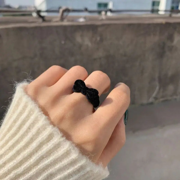 Velvet Bowknot Ring for Women Girls Blue Red Bow-knot Cute Rings Gift for Girlfriend Lover Korean Fashion Wedding  Jewelry