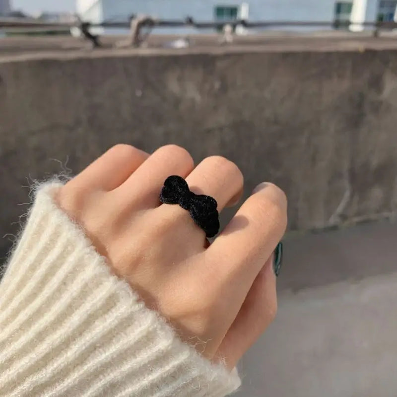 Velvet Bowknot Ring for Women Girls Blue Red Bow-knot Cute Rings Gift for Girlfriend Lover Korean Fashion Wedding  Jewelry