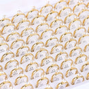 10Pcs/Lot Fashion Classic Rhinestone Stainless Steel Rings For Women Simple Shiny Colorful Finger Jewelry Wedding Party Gifts