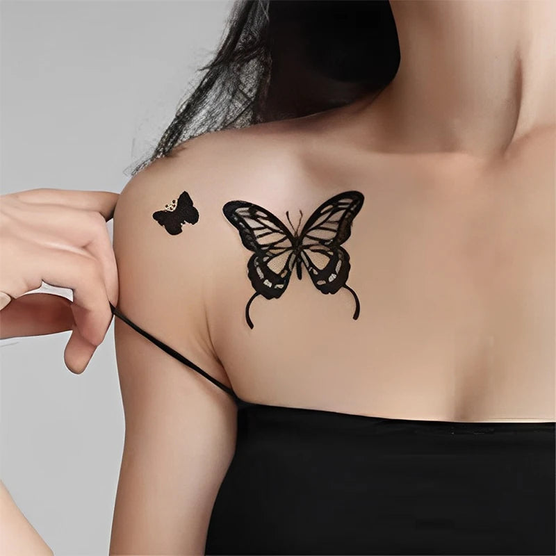 1Sheet Waterproof Temporary Tattoo Sticker 3D Butterfly Theme Fake Tattoo for Women Body Leg Arm Art