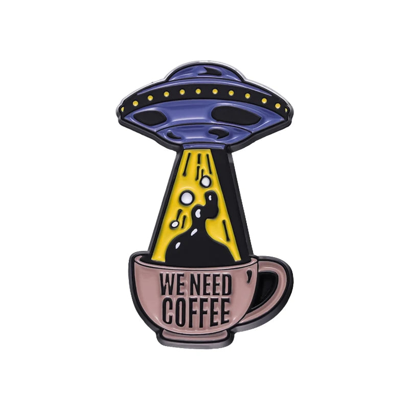 Coffee Cup Enamel Pins We Need Coffee Brooches Lapel Badge Barista Clothes Hat Brooch Pin Jewelry Accessories Gift Wholesale Pin