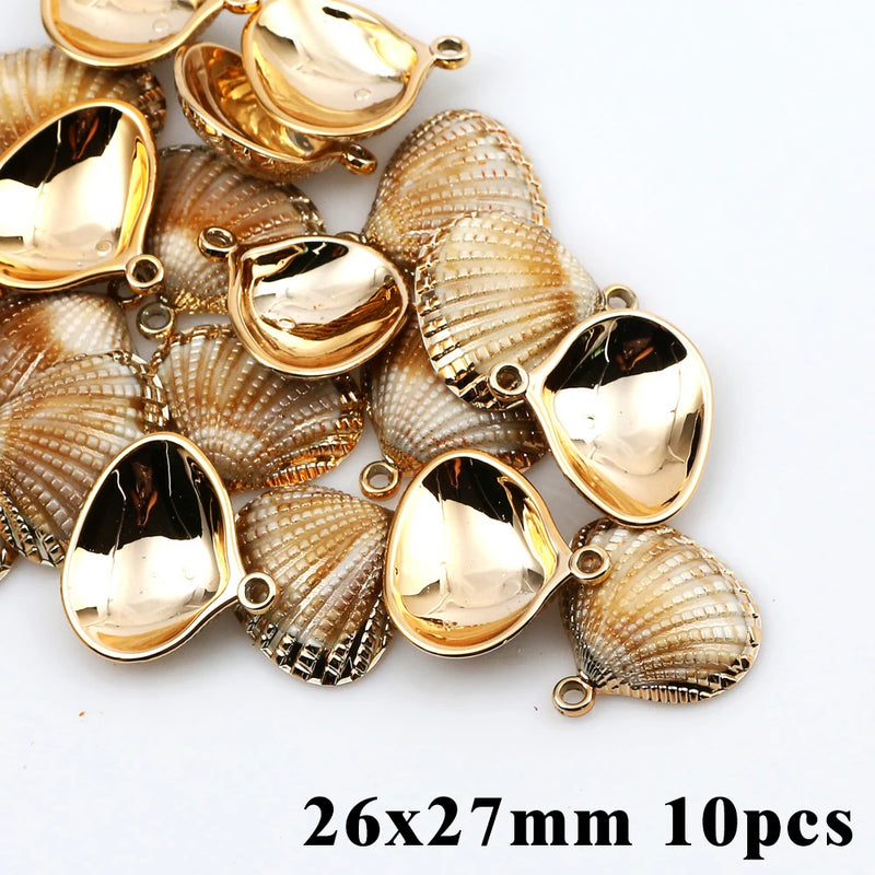 5-20pcsAcrylic Gold Plated Color Conch Sea Shell Charms Pendants Beads Jewelry Making Accessories DIY Handmade Necklace Bracelet