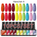 Mtssii 10PCS Reflective Gel Nail Polish Set Fluorescent Glitter Semi Permanent Hybrid Gel Varnish Soak Off UV Lamp For Manicure