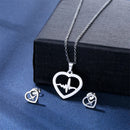 Stainless Steel Jewelry Sets EKG Heartbeat Music Note Necklaces &  Earings Set Nurse Doctor Medical Stethoscope Wave Couple Gift
