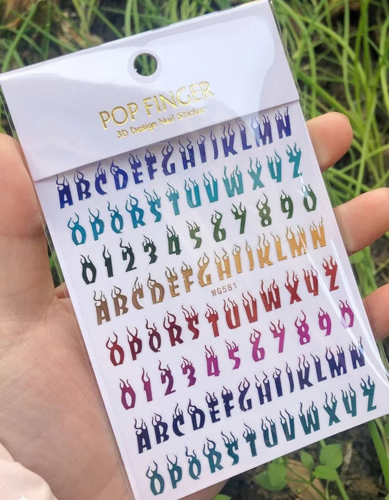 Newest Black Numbers English Letter Design 3d Self Adhesive Decal Slider DIY Decoration Manicure Tools Nail Sticker Accessories