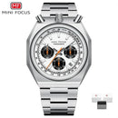 MINI FOCUS 0601 Multifunctional Unique design Quartz Watch for Men Calendar Luminous Stainless Steel Strap Bull Head Mens Watch