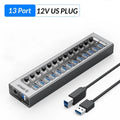ORICO Powered USB Hub Splitter Socket with 7/10/13/16 Ports USB 3.0 Extension with On/Off Switches 12V Power Adapter for PC