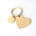 Stainless Steel Heart Keychain Blank For Engraving Metal Heart Charm Keychain Key Ring Mirror Polished Wholesale 1pcs