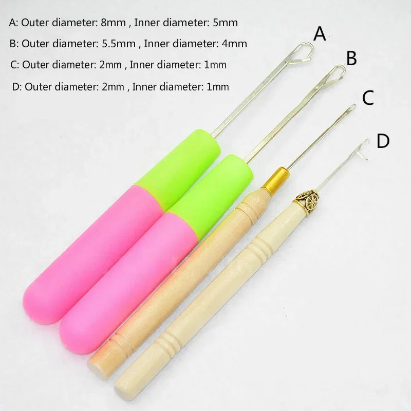 1pc Wood Plastic Crochet Braid Needle Feather Hair Extension Tools Wig Hook Needle Threader Knitting Hair Crochet Needles 7type