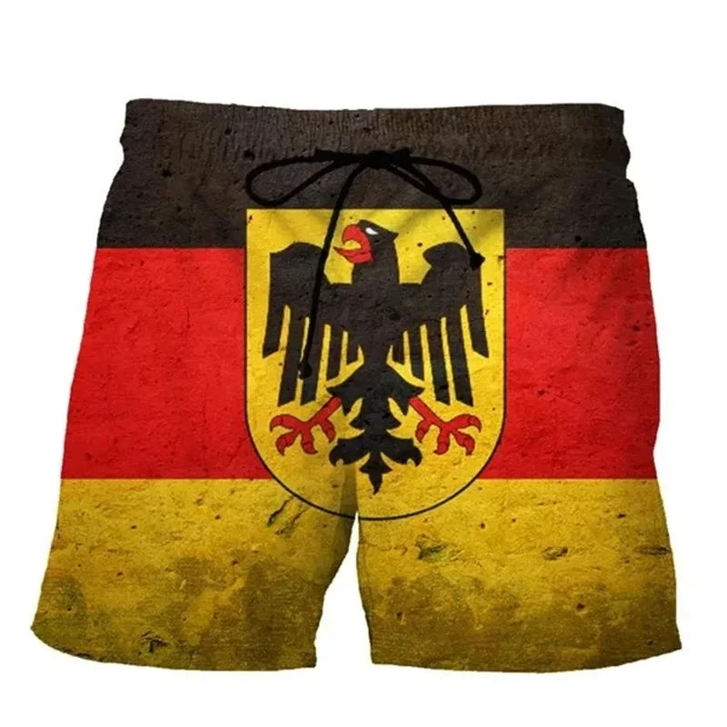 3D Print Germany National Emblem Flag Beach Shorts For Men Casual Seaside Swim Trunks Beachwear Kids Quick Dry Swim Shorts Homme