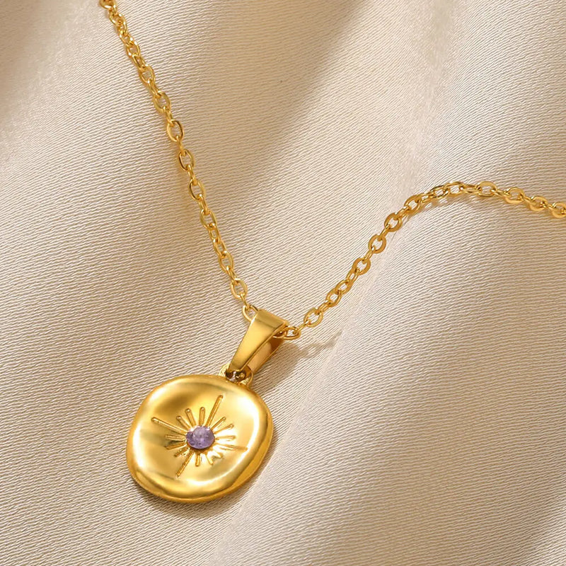 Love Heart Stainless Steel Necklace for Woman Gold Color Zircon Fashion Pendant Chain Jewelry collares para mujer