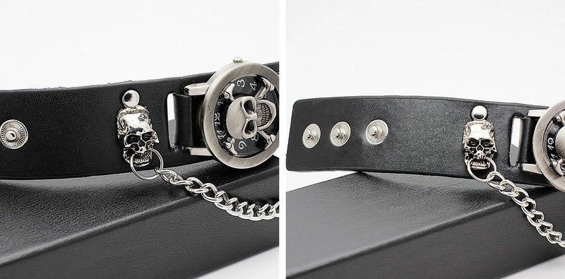 Classic Flip Design Punk Skull Men's Wrist Watch Stainless Skull Chain Elements Cool Fashion for Cosplay Lovers Watches