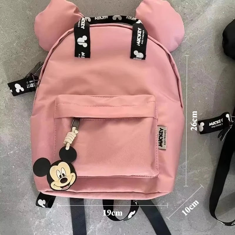 Disney Mickey Mouse Cartoon Fashion Backpack Women's Minnie Canvas School Bag Fashion Large Capacity Backpack Girls Mochila