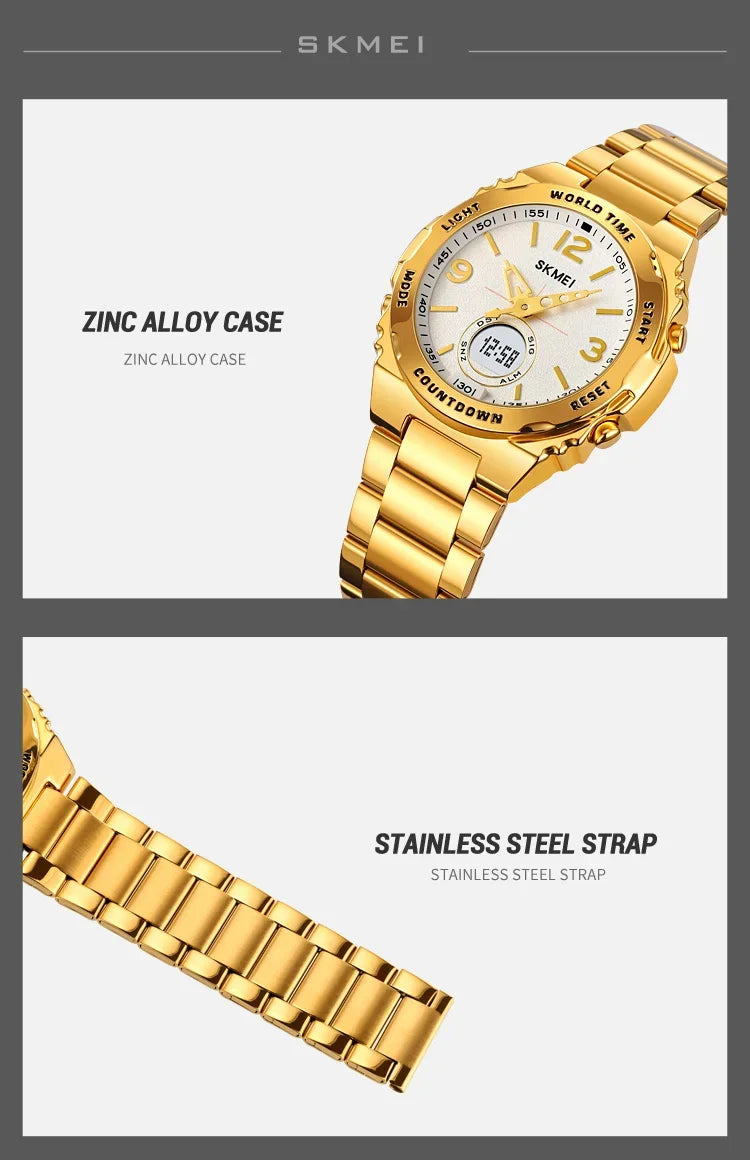 Reloj electrónico SKMEI 2310 resistente al agua para hombre, reloj de pulsera digital de acero inoxidable, reloj de lujo para hombre, reloj con movimiento, reloj para hombre