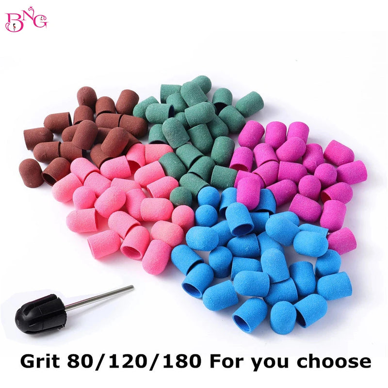 5/10/20pcs 13*19mm Nail Sanding Caps Nail Drill Bit Sanding Bands for Gel Remover Pedicure Caps Nail Polishing Manicure Tools
