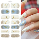 Gel Nail Stickers Lacquer Strips Full Cover Adhesive Slider Wraps With Line Foil Design Sanding File Nail Art Accessories LAJX22