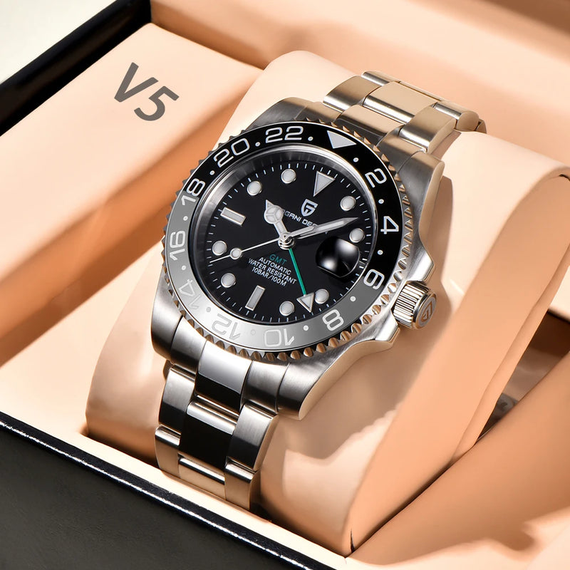 2024 New PAGANI DESIGN 40MM Men Mechanical Watch Luxury Ceramic Bezel Automatic Watch 10bar Waterproof Sapphire Glass GMT Watch