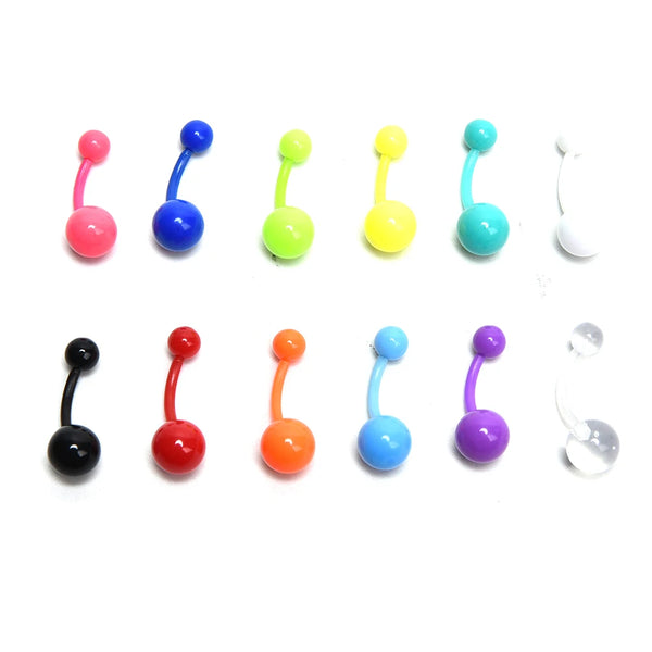 12pcs Flexible Navel Bar Barbell Rings Mixed Belly Button Piercing Body Jewelry Fashion Women Body Jewelry