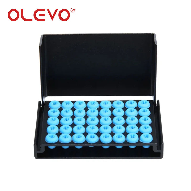 OLEVO Aluminum Dental Burs Holder Sterilizer Case Drills Block for High/Low Speed Bur Organizer Box With Silicone Autoclavable
